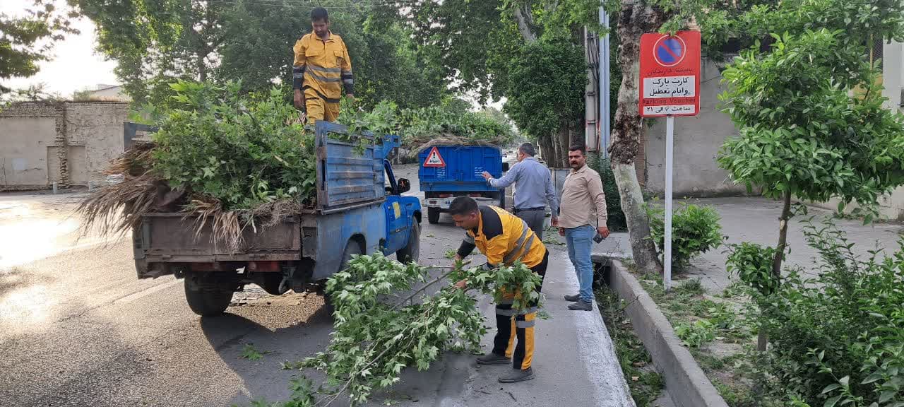 عملیات پاکسازی و ایمن سازی شهر گرگان پس از باد و طوفان