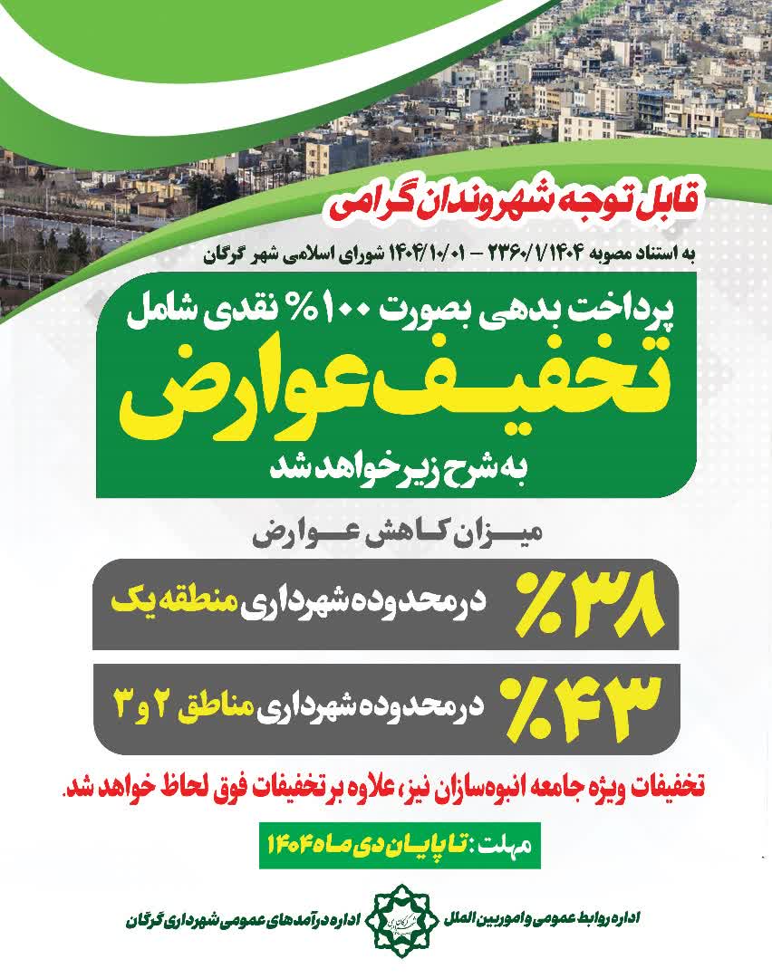 خبر خوش شهرداری گرگان به بدهکاران عوارض ...