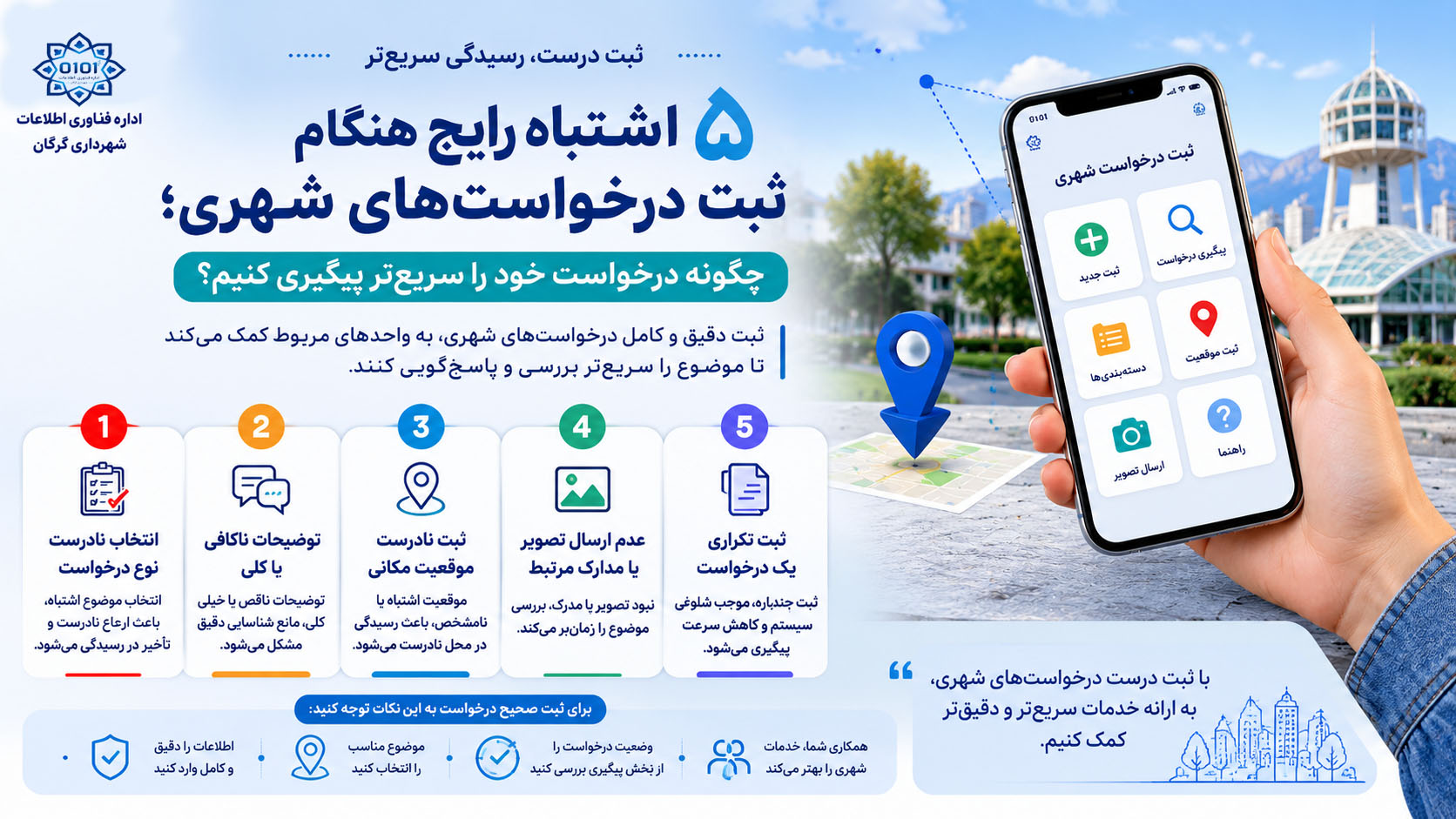 ۵ اشتباه رایج هنگام ثبت درخواست‌های شهری؛ چگونه درخواست خود را سریع‌تر پیگیری کنیم؟